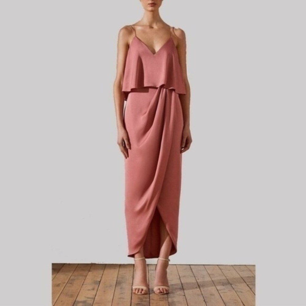 Shona Joy Luxe Frill Cocktail Dress In Rose Pink